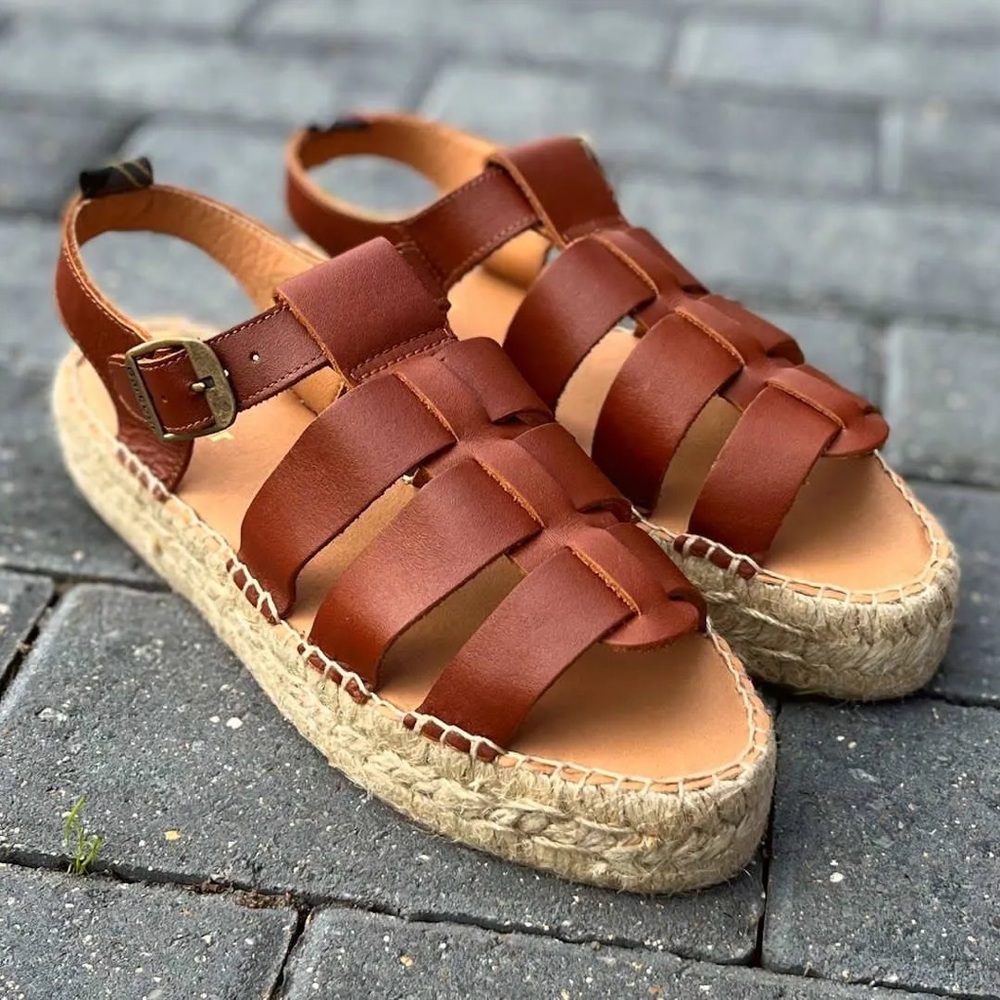 $170 NEW Free People X Barbour Paloma Espadrille Platform Fisherman Sandal 7.5